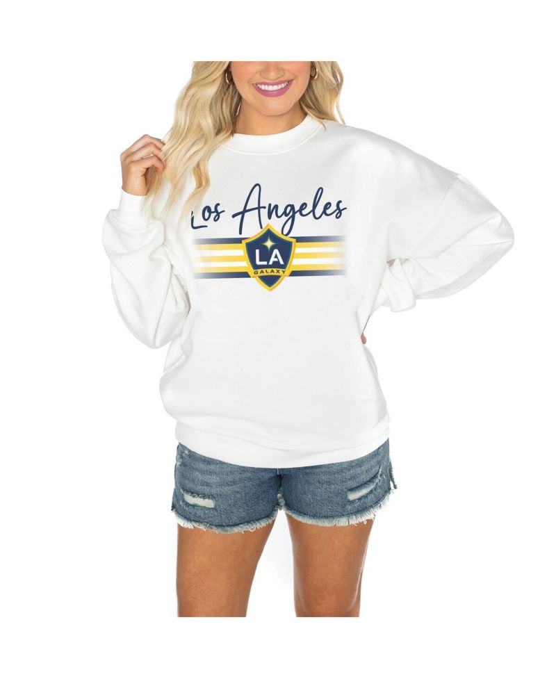 Women's White LA Galaxy Matchday Crewneck Drop Shoulder Sweatshirt