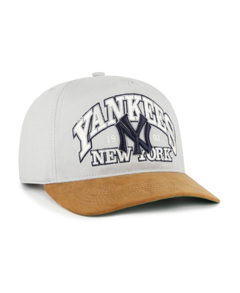 Men's Gray/Brown New York Yankees Cooperstown Break Wood Suede Hitch Adjustable Hat