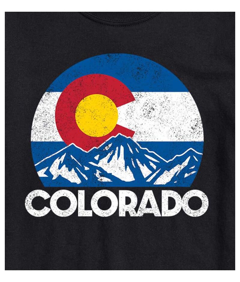 Hybrid Apparel Retro Colorado Flag Mountains Men's Short Sleeve Tee