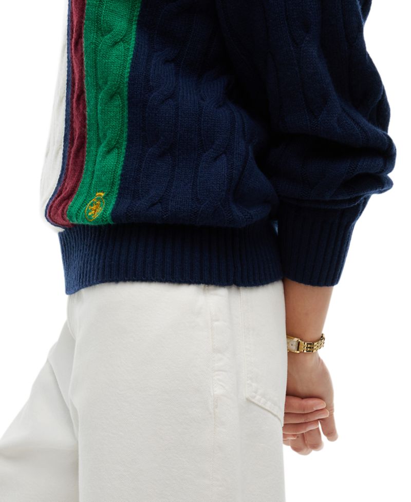 Women's American Icons Stripe Cable-Knit Crewneck Sweater