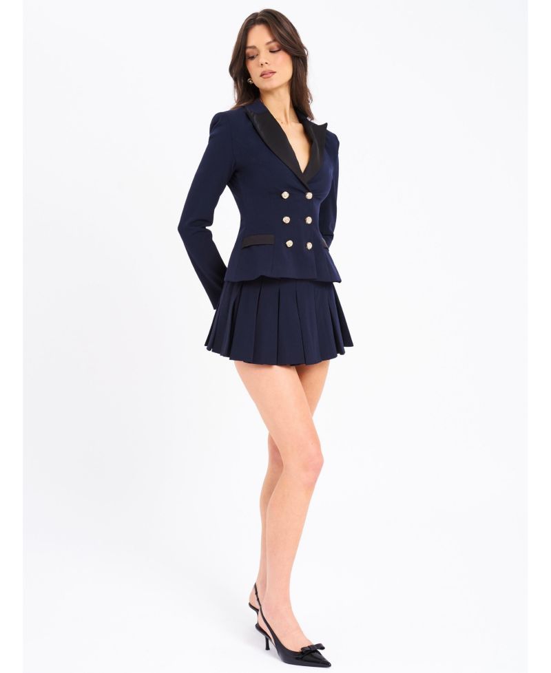 Women's Nasya Navy Blue Pleated Mini Skort