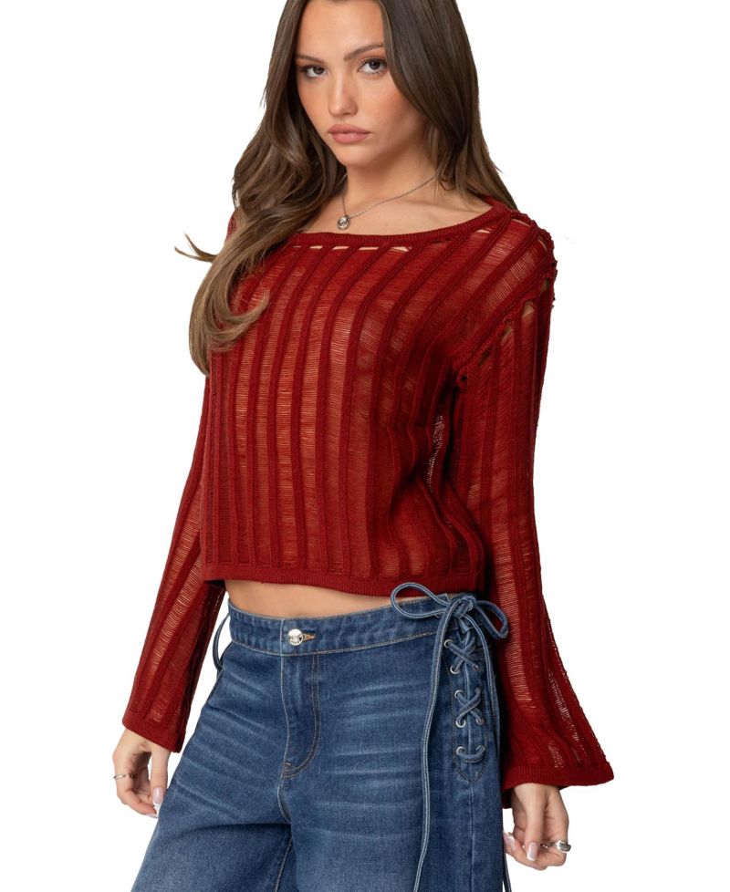 Women's Sagir Sheer Ladder Knit Top
