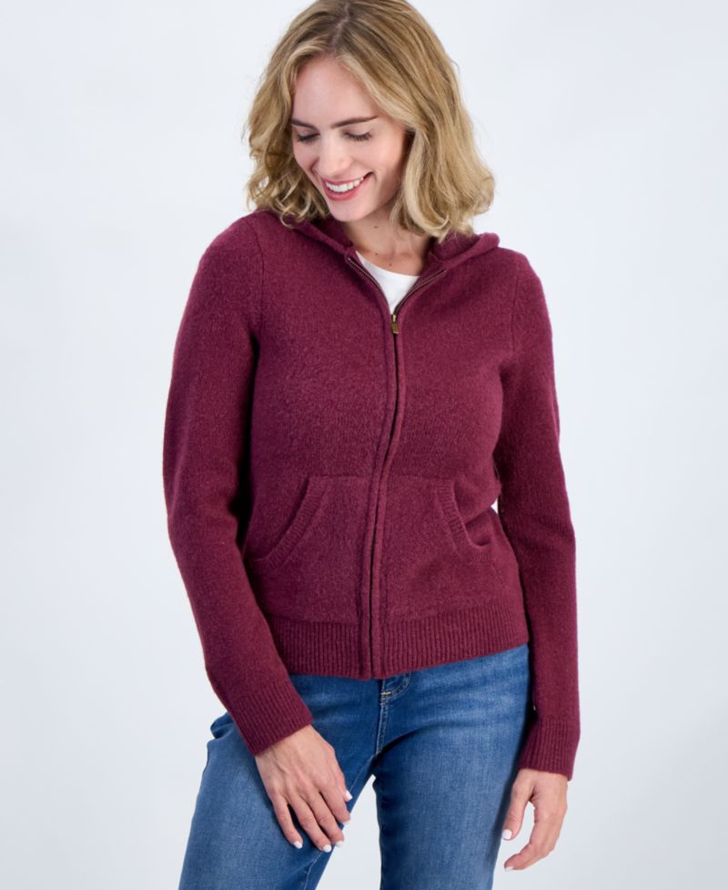 Petite Luxsoft Full-Zip Hoodie Sweater,
