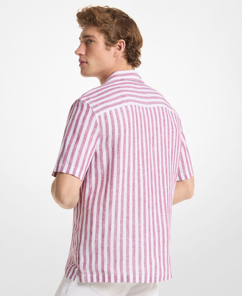 Men's Striped Camp-Collar Shirt
