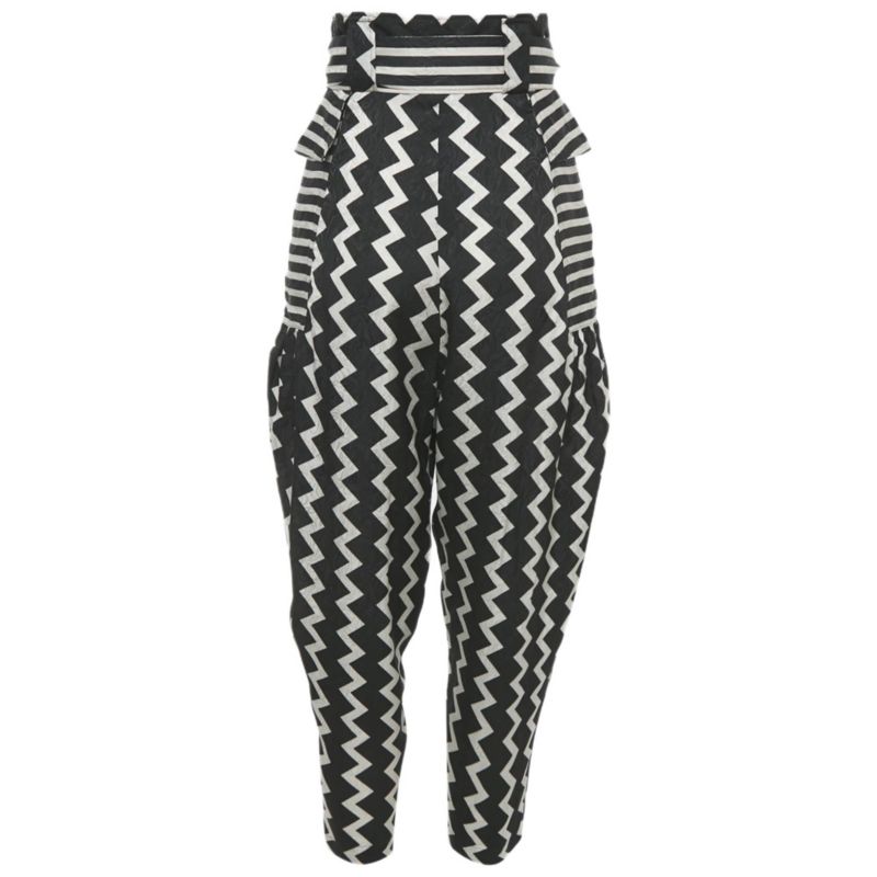 Women's Striped Jacquard Silk Belted Trousers