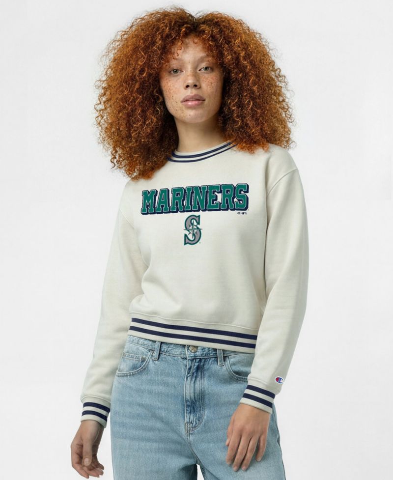 Women's Seattle Mariners Reverse Weave Rib-Knit Sweatshirt