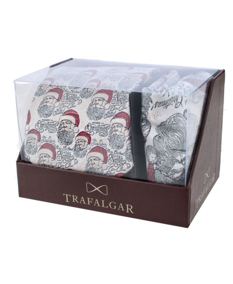 Men's Santa Claus Is Watching Silk Tie and Pocket Square Bundle