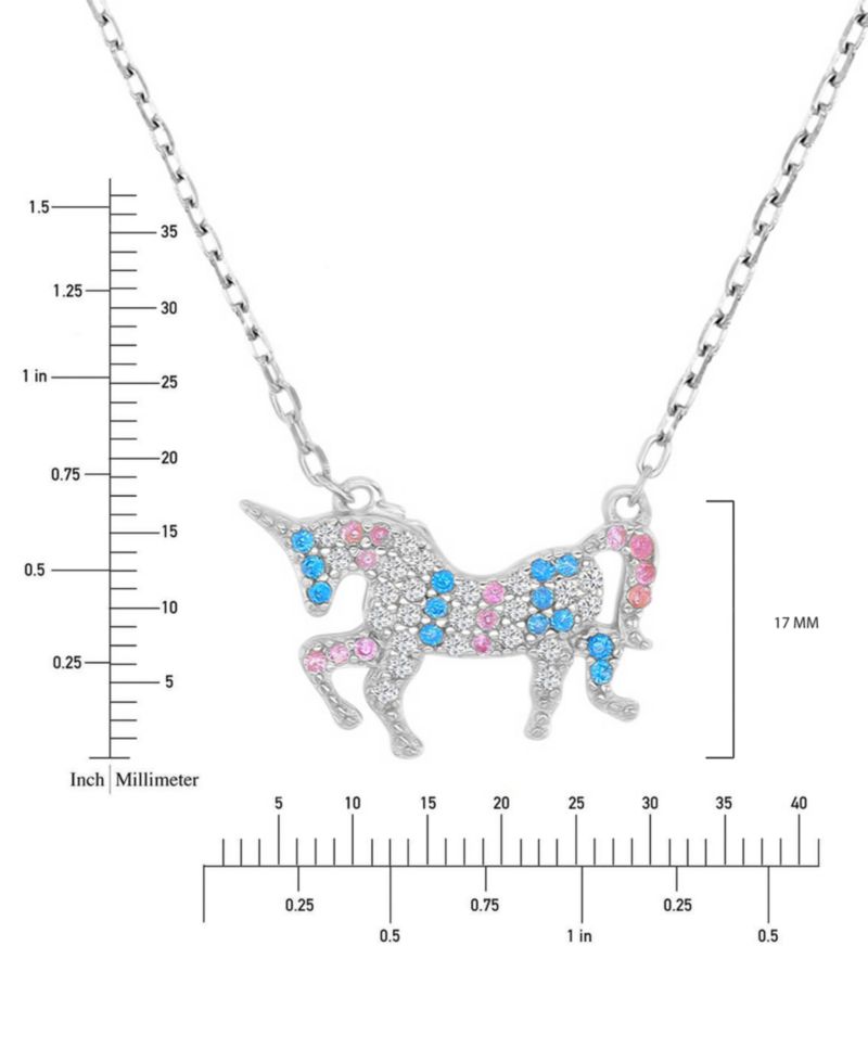 Multicolor Cubic Zirconia Unicorn Pendant Necklace in 14k Gold-Plated Sterling Silver 18"