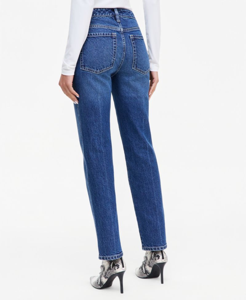 Women's Mid-Rise Slim-Straight Leg Embellished-Pocket Jeans