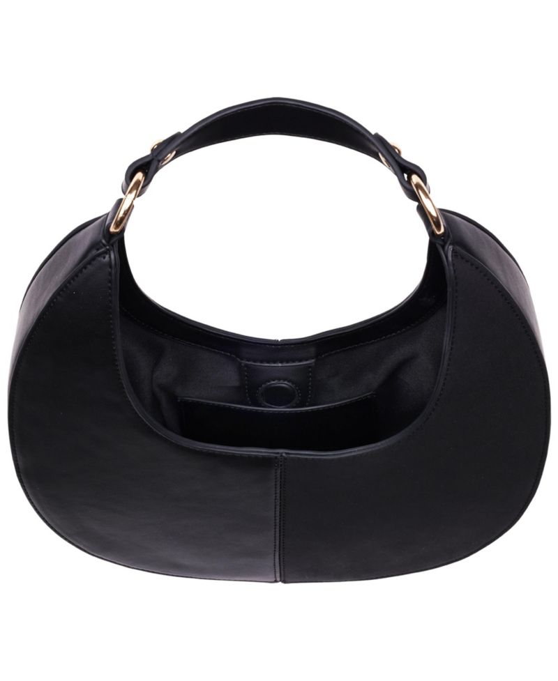 Smooth & Suede PU Shoulder Bag with Chain Logo Detail