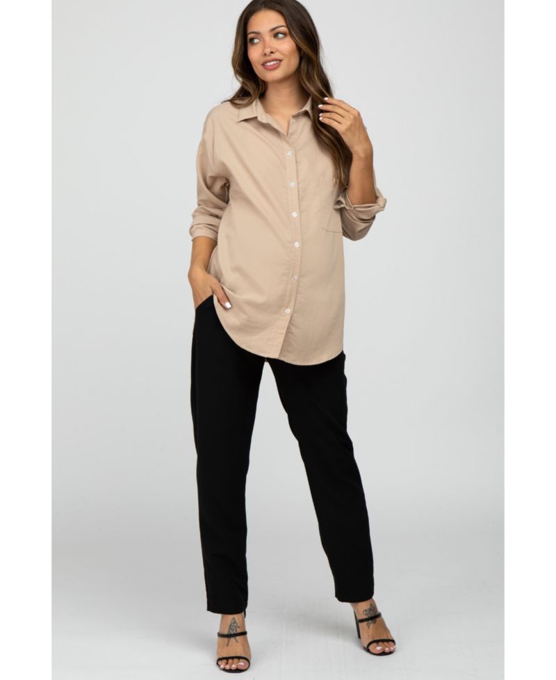 Women's Black Pleated Relax Fit Pants
