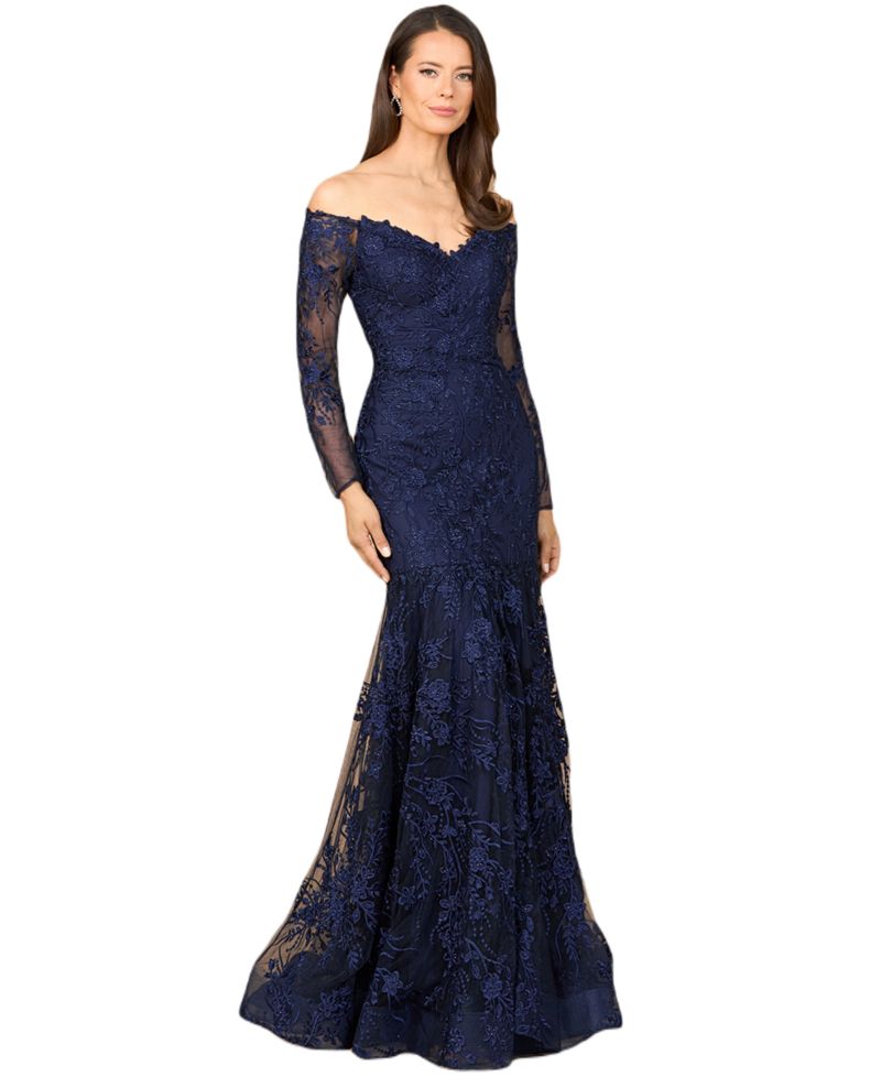 Women's Off Shoulder Long Sleeve Mermaid Gown
