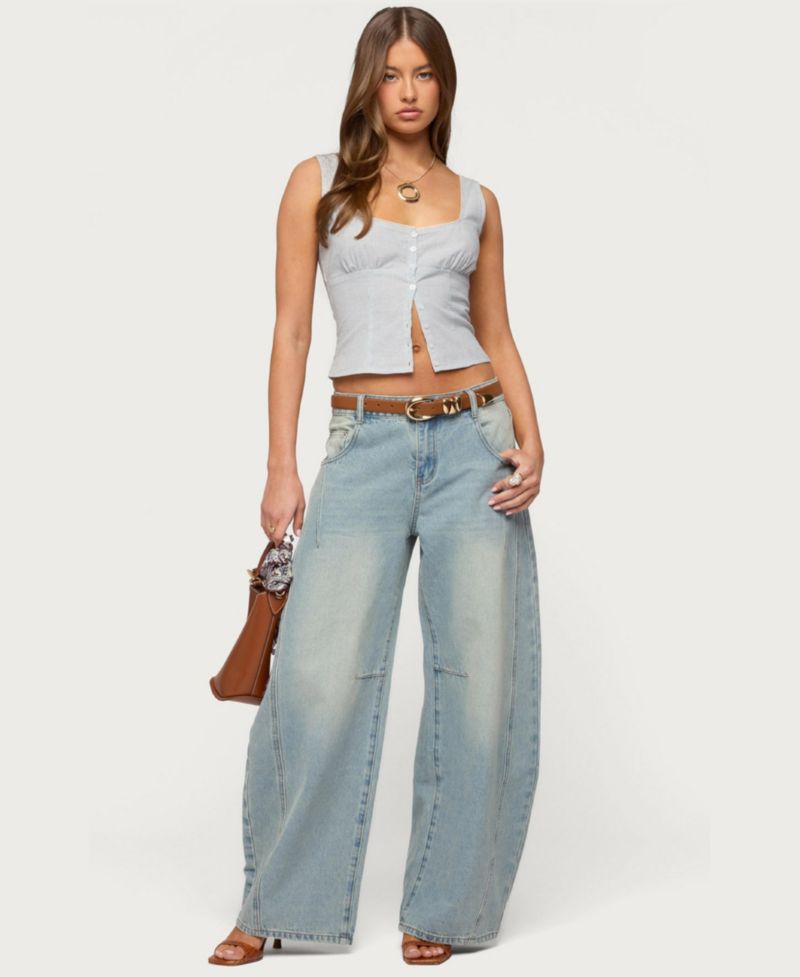 Women's Katiya Pinstripe Button Up Top