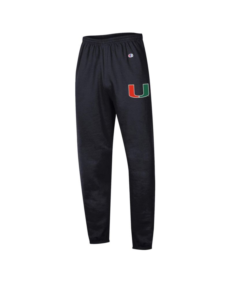 Men's Black Miami Hurricanes Powerblend Banded Fleece Sweatpants
