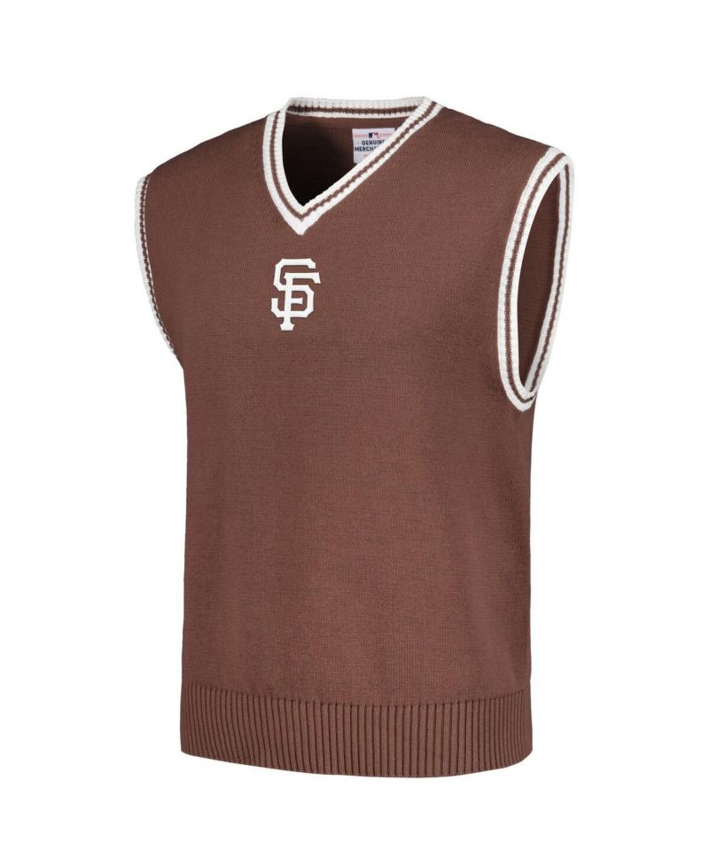 Men's Brown San Francisco Giants Knit V-Neck Pullover Sweater Vest