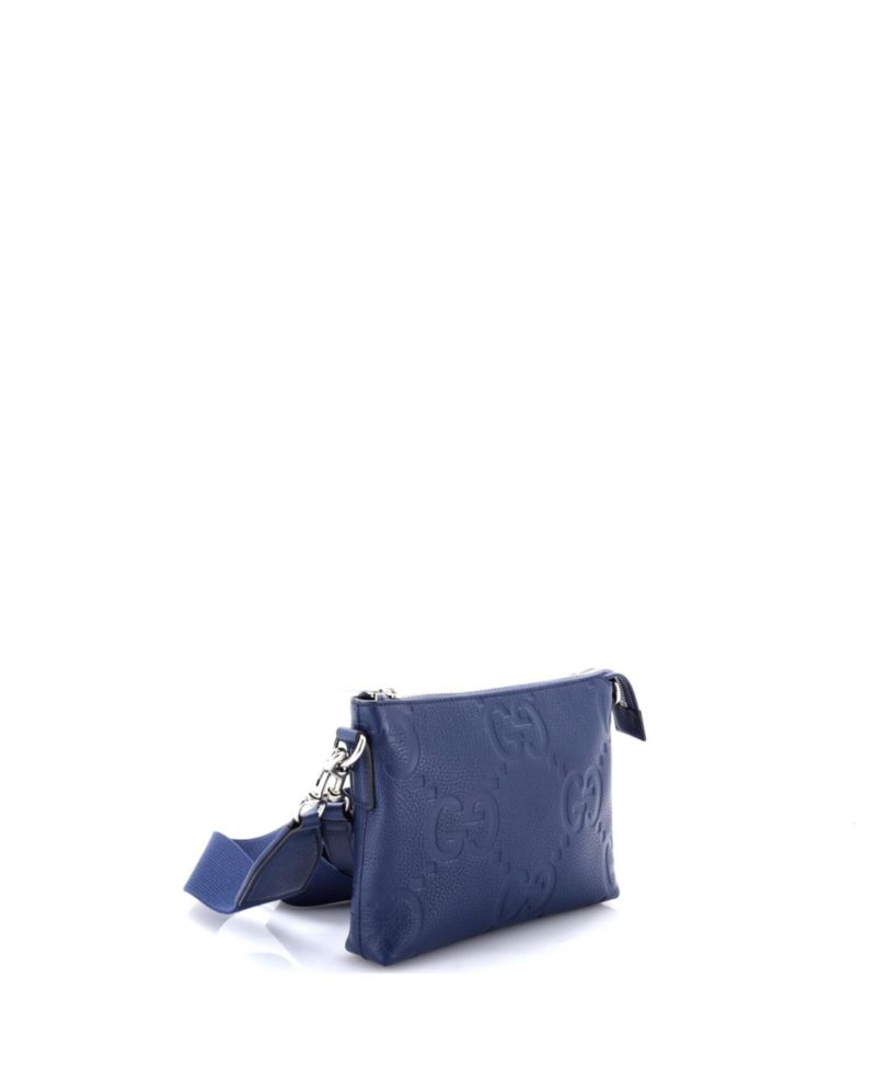 Small Zip Messenger Bag Jumbo GG Embossed Leather