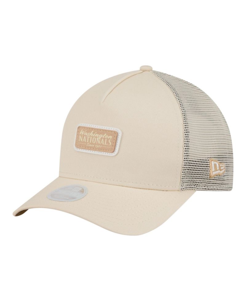 Women's Light Beige Washington Nationals Tonal Patch 9FORTY M-Crown A-Frame Trucker Adjustable Hat