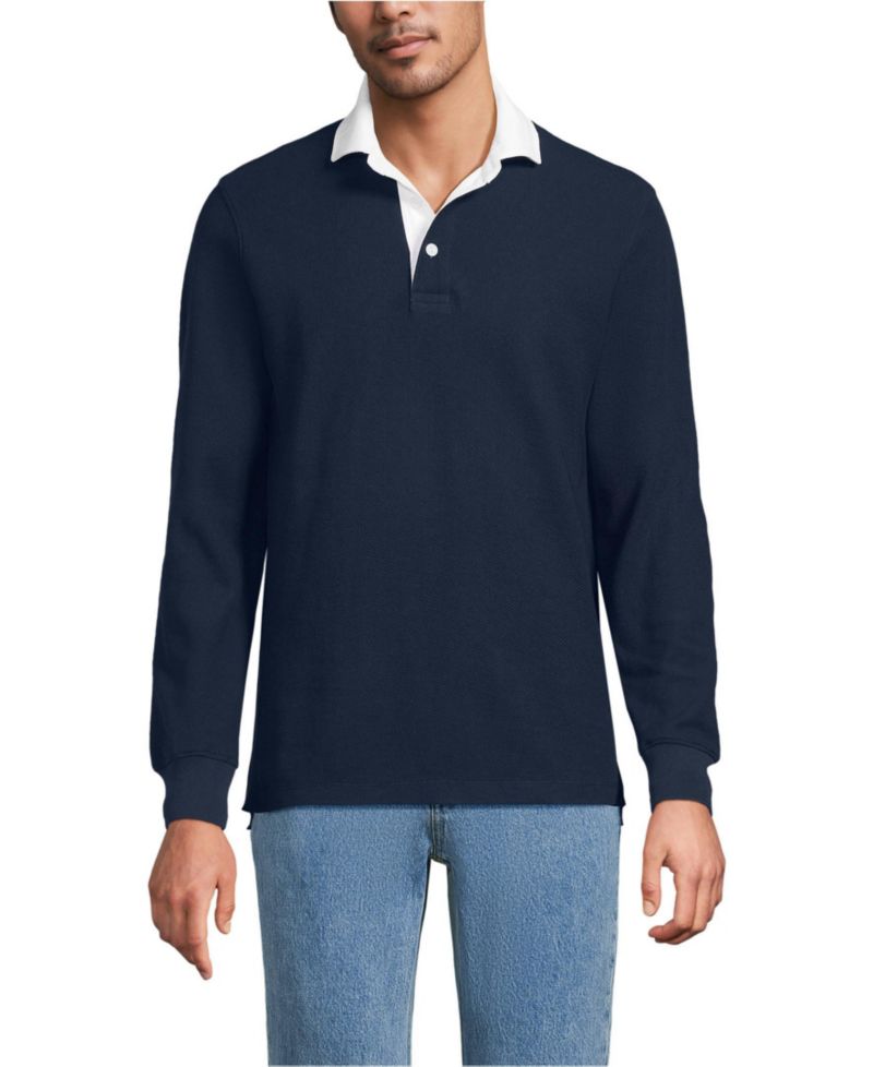 Men's Long Sleeve Honeycomb Pique Rugby