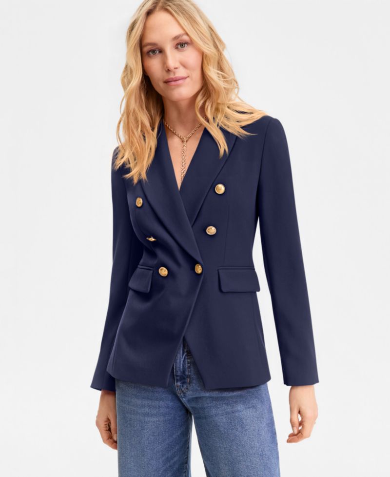 Plus Size Faux Double-Breasted Blazer