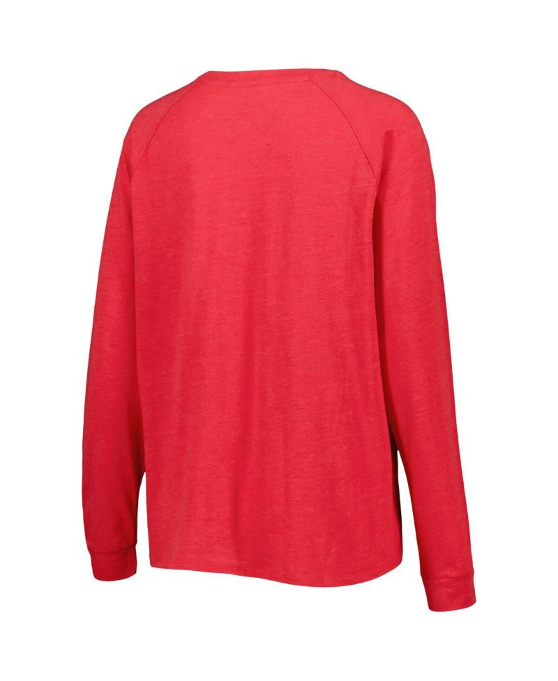 Women's 2-Pack Heather Red Washington Nationals Meter Knit Raglan Long Sleeve Top Shorts and Sleep Set