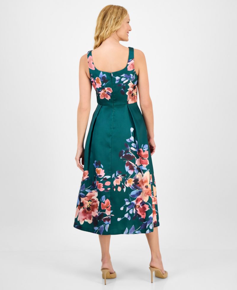 Women's Printed Square-Neck Sleeveless Dress