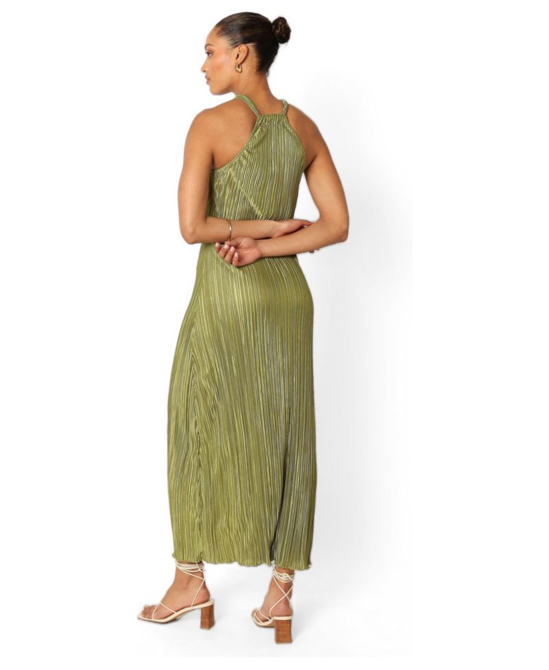 Womens Melody Plisse Halter Maxi Dress