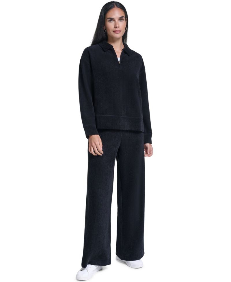 Women's Herringbone Rib Quarter-Zip Pullover Top