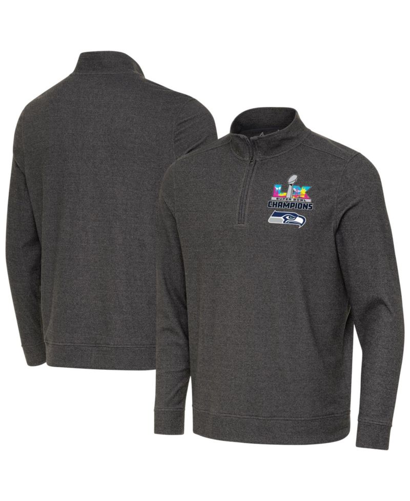 Men's Black Seattle Seahawks Super Bowl LX s Subtle Quarter-Zip Pullover Jacket