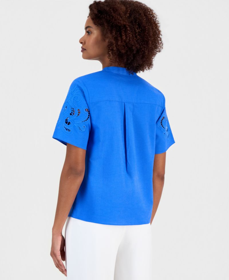 Women's Embroidered Short-Sleeve Top