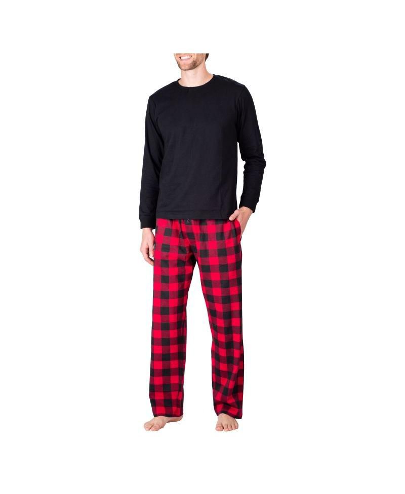 Men's Crew Neck Flannel Pajama Set