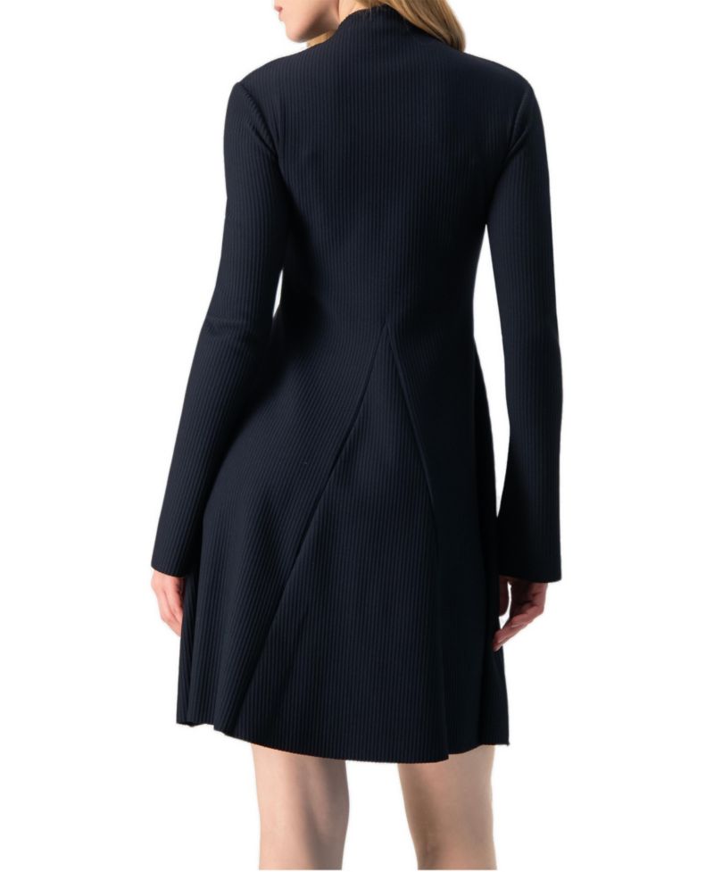 Women's Boat-Neck Long Sleeve A-Line Dress