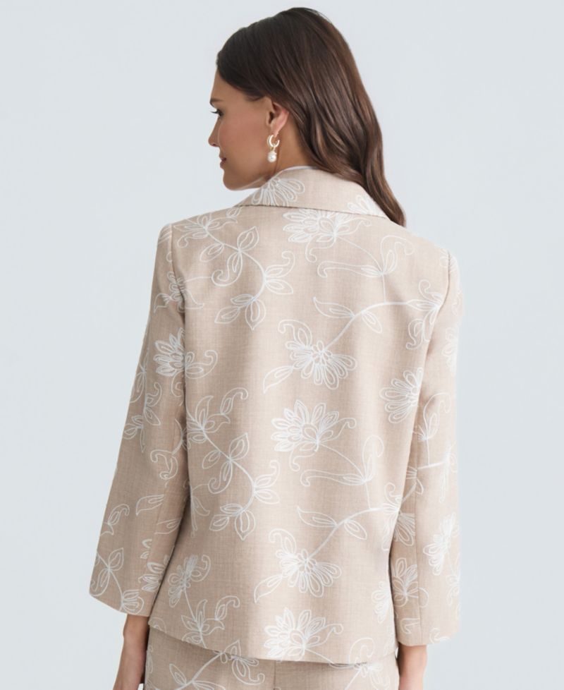 Women's Boxy Floral Embroidered Jacket, Regular & Petite