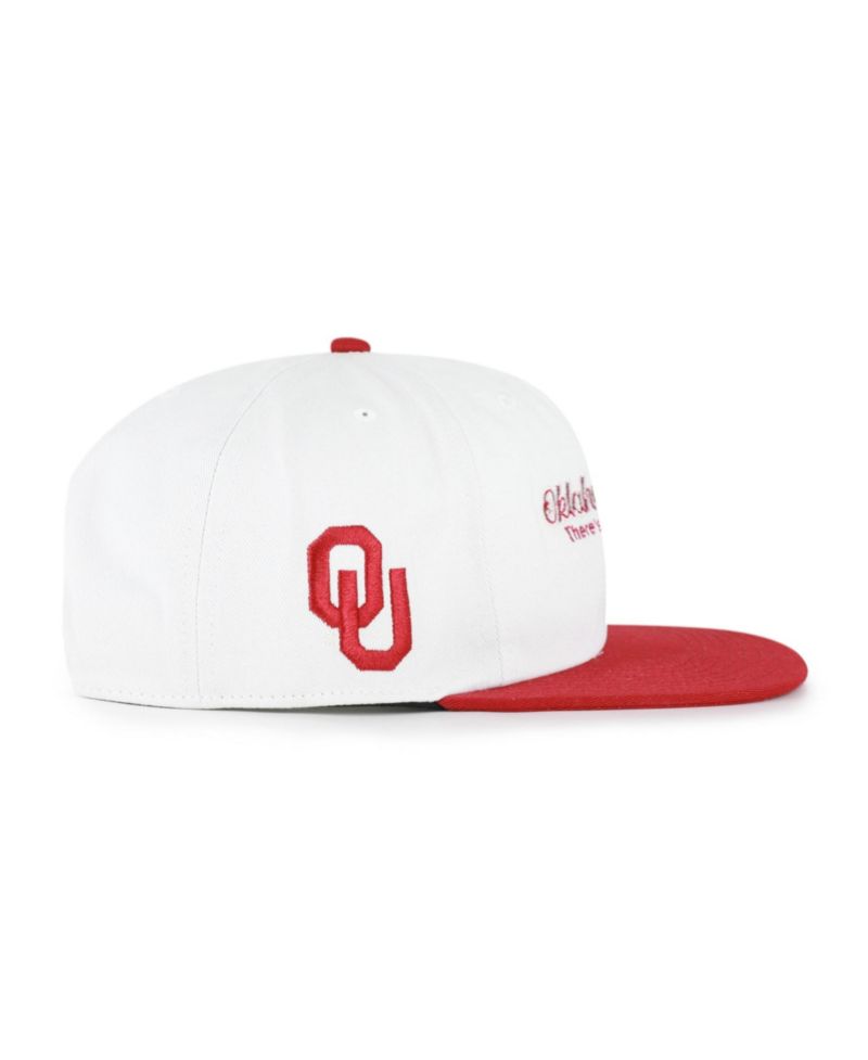 Men's '47 White/Crimson Oklahoma Sooners Script Stack Relaxed Captain Adjustable Hat