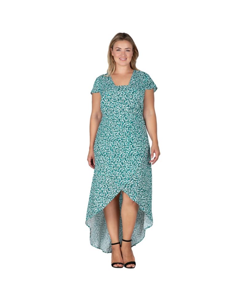 Plus Size Cap Sleeve High-Low Tulip Dress