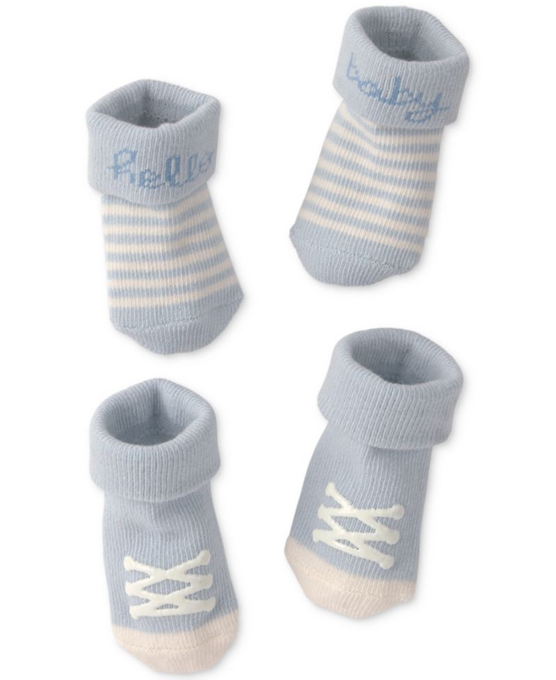Baby Boys' or Baby Girls' Hello Baby Foldover Socks, 2-Pack