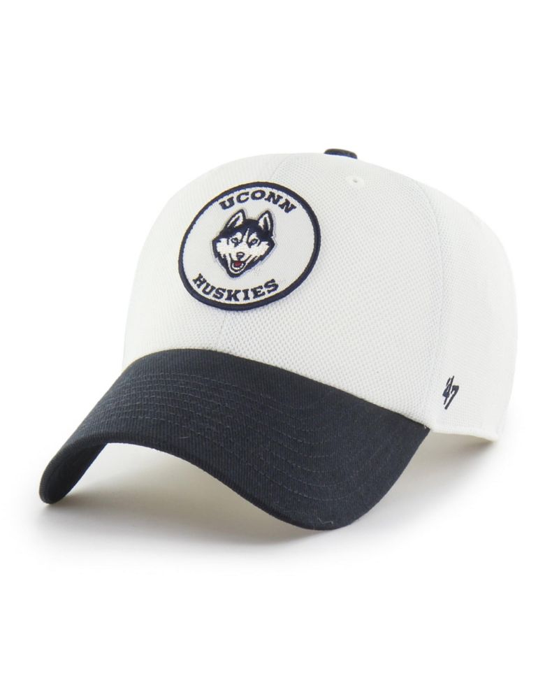 Men's and Women's '47 White/Navy UConn Huskies Pique Patch Clean Up Adjustable Hat
