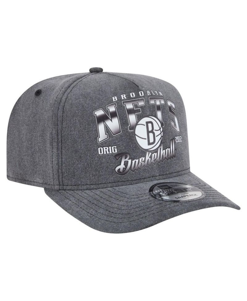 Men's Charcoal Brooklyn Nets Throwback Washed Pre-Curved 9FIFTY Snapback Hat