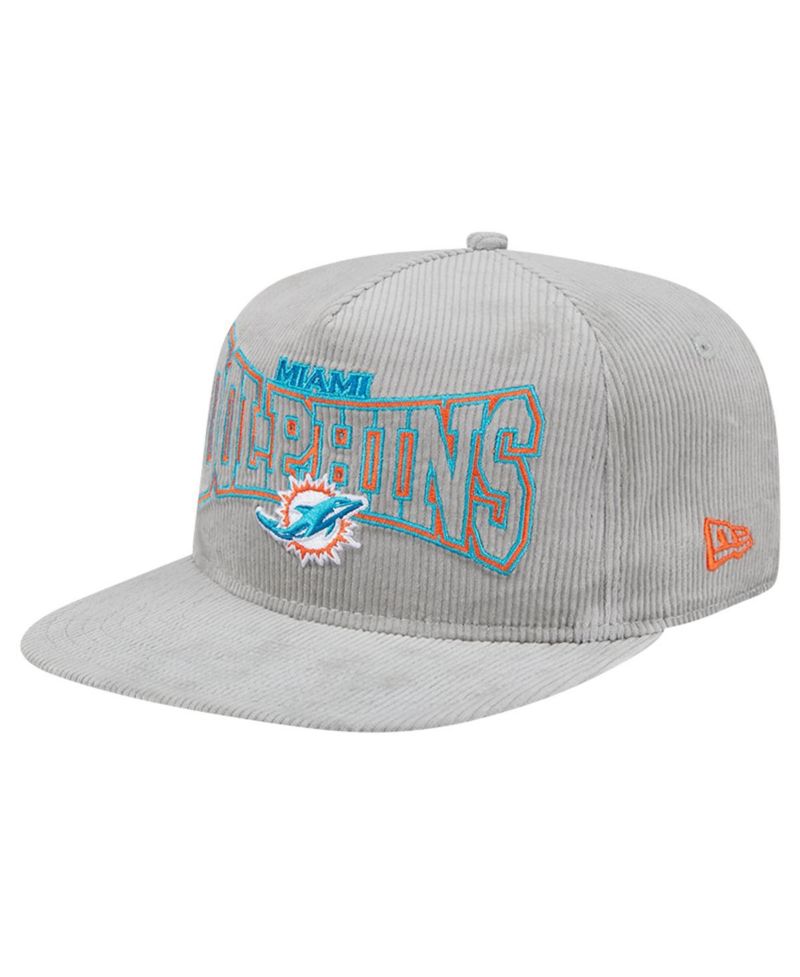 Men's Gray Miami Dolphins Corduroy Golfer Adjustable Hat