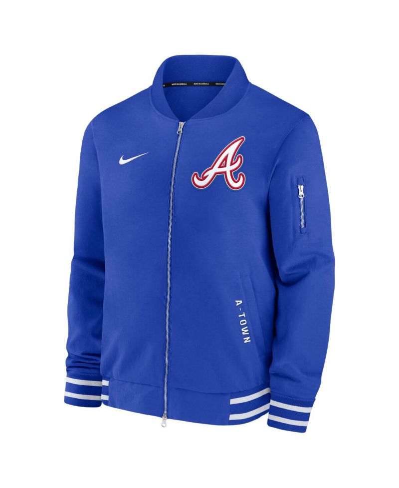 Men's Royal Atlanta Braves Authentic Collection City Connect Full-Zip Bomber Jacket