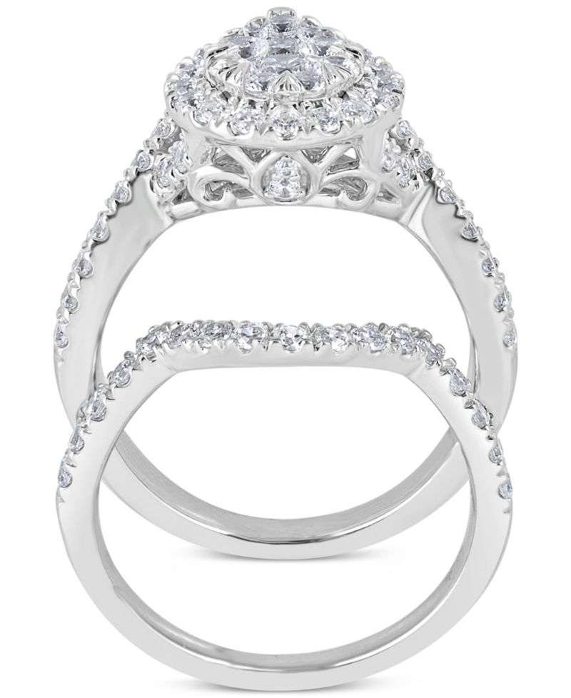 3-Pc. Diamond Pear Cluster Bridal Set (2 ct. t.w.) in 14k White Gold