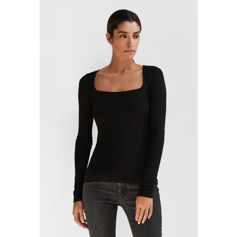 Women's Yvonne Square-Neck Long-Sleeve Jersey Top