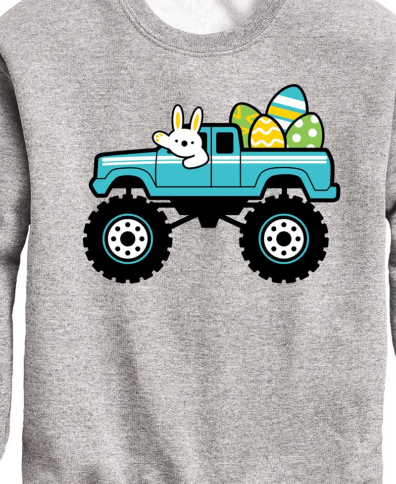 Big Boys Easter Bunny Monster Truck Graphic Fleece Sweatshirt