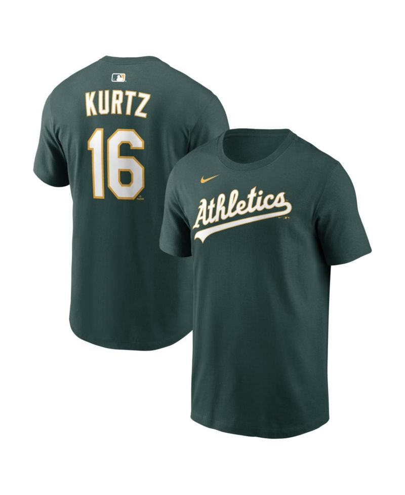 Men's Nick Kurtz Green Athletics Home Name & Number T-Shirt