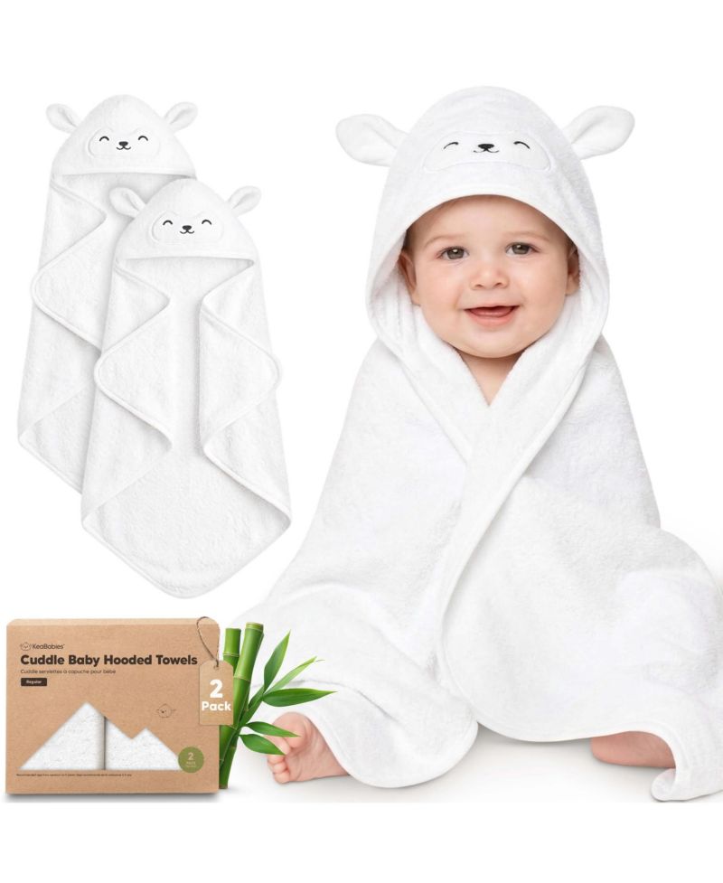 Cuddle Baby Hooded Towel, 2-Pack Baby Bath Towel for Newborn, Large Hooded Baby Towels with Hood, Soft Absorbent