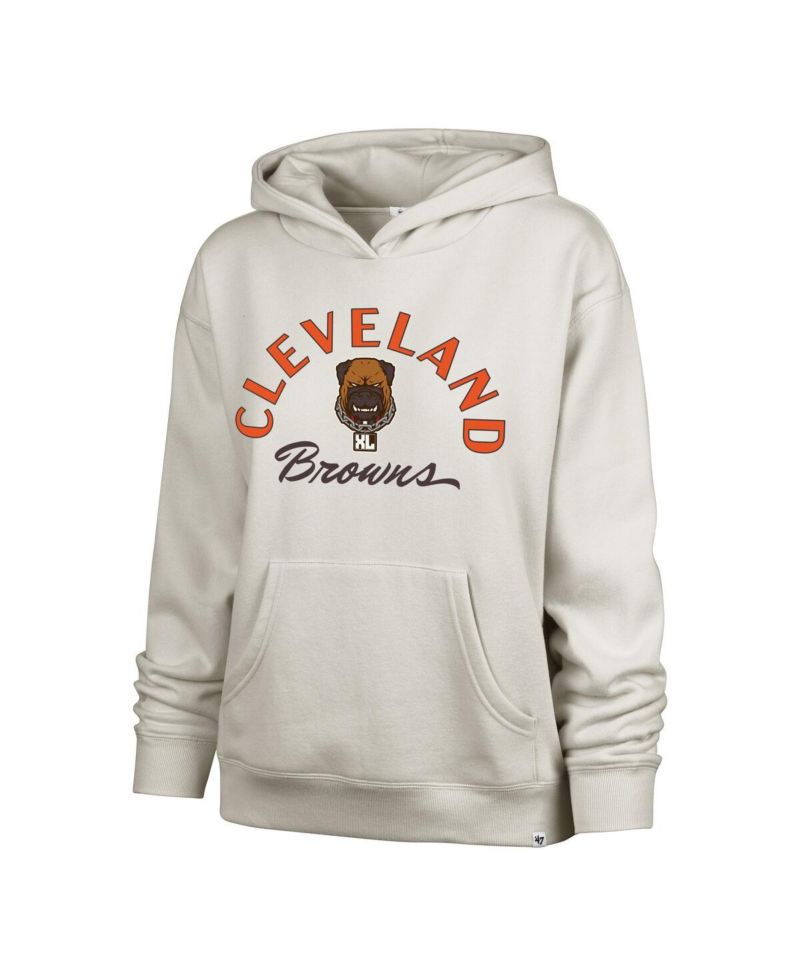 Women's Cream Cleveland Browns Dawg Pound XL Whirlwind Naomi Pullover Hoodie