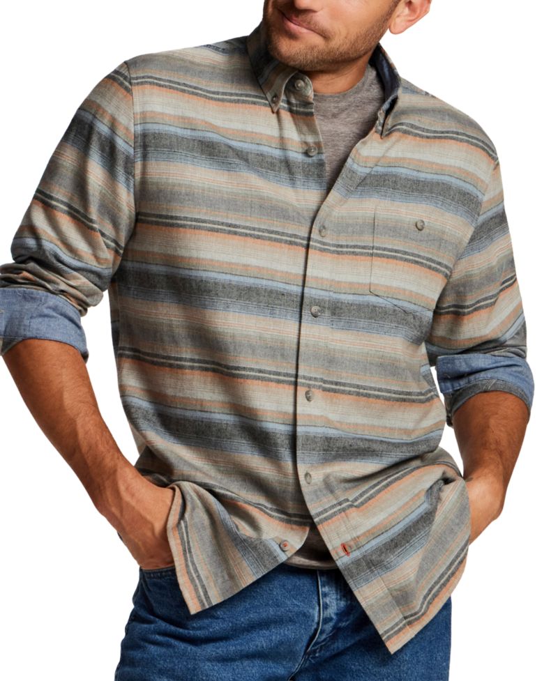 Men's Horizontal Stripe Brushed Flannel Shirt