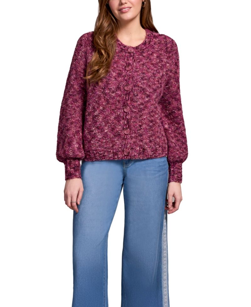 Women's Button-Front Crew Neck Cardigan Sweater