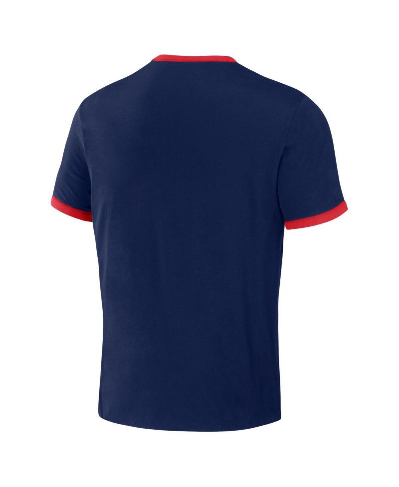 Men's Darius Rucker Collection by Navy, Red Distressed Cleveland Guardians Two-Way Ringer Reversible T-shirt