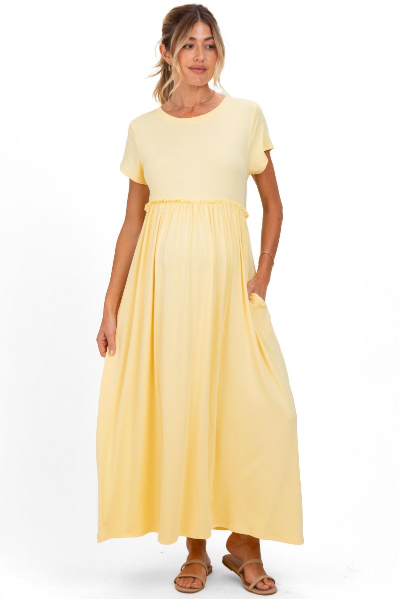 Women's Olive Ruffle Trim Maxi Dress