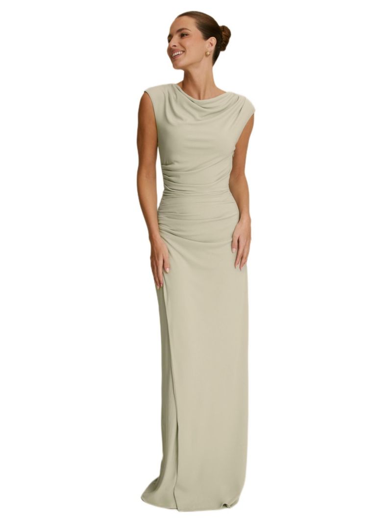 Women's Cowl Gathered Short Sleeve Bridesmaid